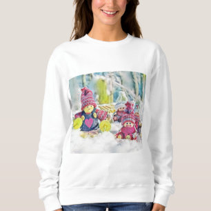 Gnomes in the snow watercolor painting vintage  sweatshirt