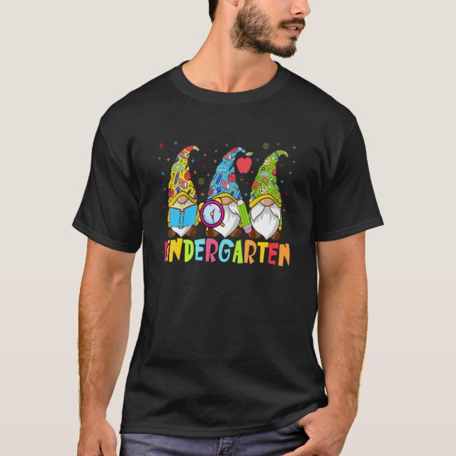 Gnomes Kindergarten Crew First Day Teacher Back To T-Shirt (Front)