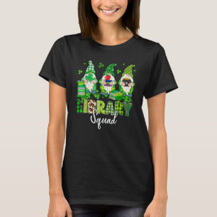 Gnomes Leopard Shamrock Library Squad St Patricks  T-Shirt