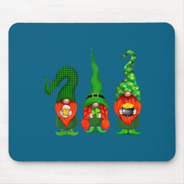 Gnomes Leprechaun St Patricks Day Beer Clover Iri- Mouse Mat (Front)