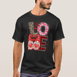 Gnomes Love Valentine's Day Gnome Love Leopard Red T-Shirt