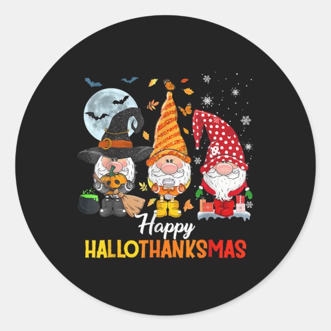Gnomes Lover Halloween Merry Christmas Happy Hallo Classic Round Sticker (Front)