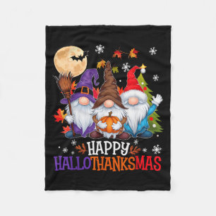 Gnomes Lover Halloween Merry Christmas Happy Hallo Fleece Blanket