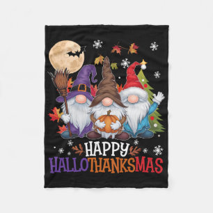 Gnomes Lover Halloween Merry Christmas Happy Hallo Fleece Blanket