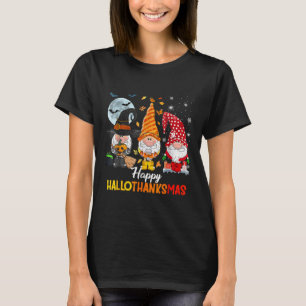 Gnomes Lover Halloween Merry Christmas Happy Hallo T-Shirt