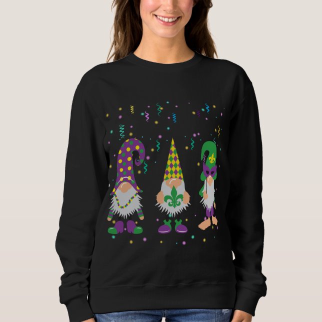 Gnomes Mardi Gras Funny Gnome Sweatshirt (Front)