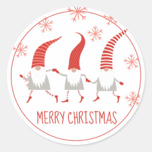 Gnomes Merry Christmas Classic Round Sticker