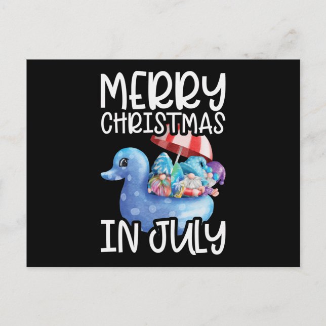 Gnomes Merry Christmas in July Tropical Postcard (Front)