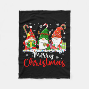 Gnomes Merry Christmas Light Family Gnome  Fleece Blanket