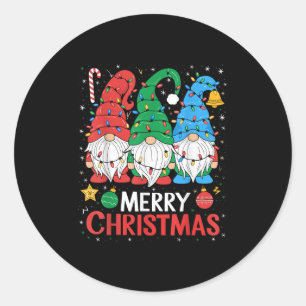 Gnomes Merry Christmas Light Family Gnome Xmas Mat Classic Round Sticker
