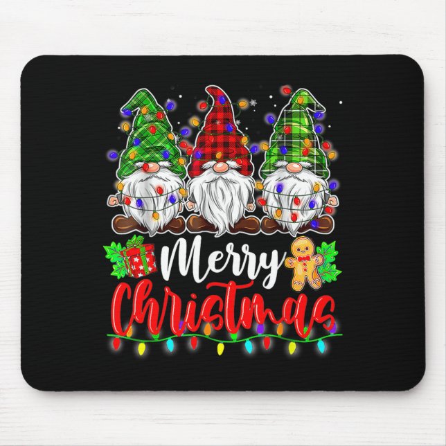 Gnomes Merry Christmas Light Gnome Xmas  Mouse Mat (Front)
