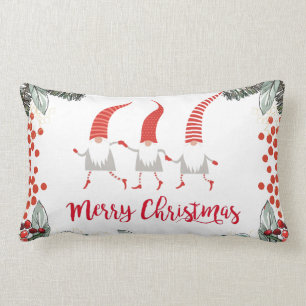 Gnomes Merry Christmas Lumbar Cushion
