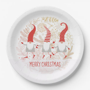 Gnomes Merry Christmas Party Paper Plate