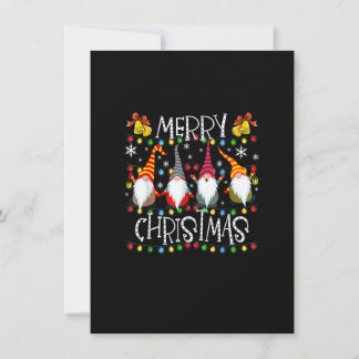 Gnomes Merry Christmas Xmas Light Family Gnome Xma Invitation