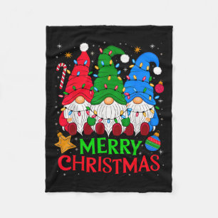 Gnomes Merry Christmas Xmas Matching  Fleece Blanket
