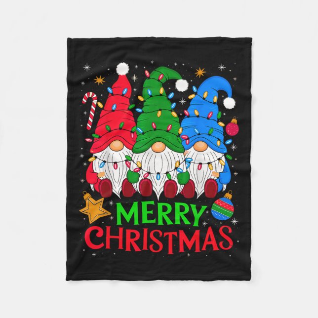 Gnomes Merry Christmas Xmas Matching  Fleece Blanket (Front)