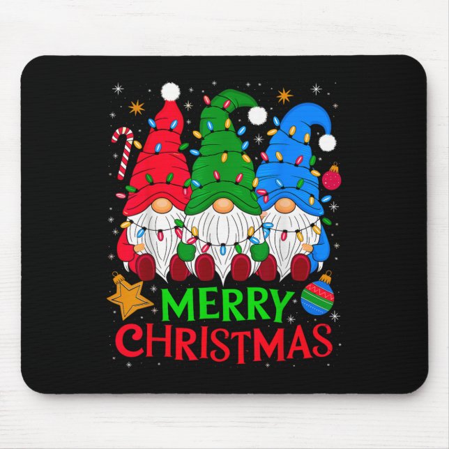 Gnomes Merry Christmas Xmas Matching  Mouse Mat (Front)
