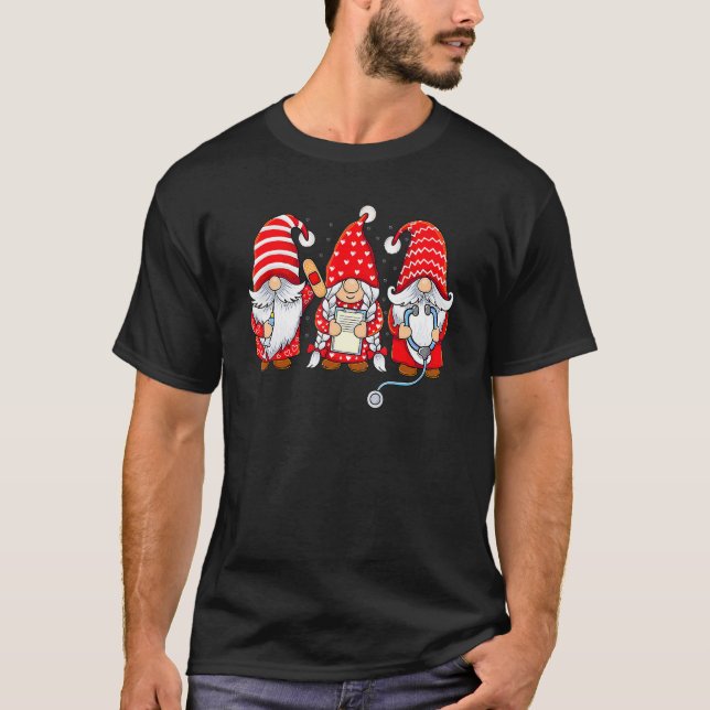 Gnomes Nurse Valentine Day Stethoscope Valentines  T-Shirt (Front)