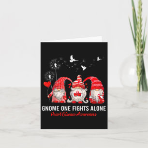 Gnomes One Fights Alone Heart Disease Awareness Card