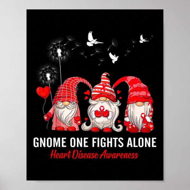 Gnomes One Fights Alone Heart Disease Awareness  Poster (Front)