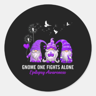 Gnomes One Fights Epilepsy Awareness Alone Classic Round Sticker