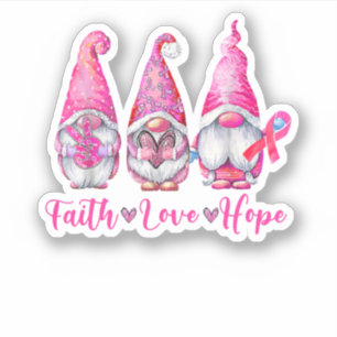 Gnomes Pink Warrior Faith Hope Love Breast Cancer
