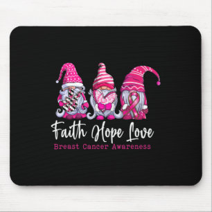 Gnomes Pink Warrior Faith Hope Love Breast Cancer Mouse Mat