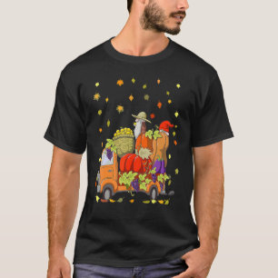 Gnomes Pumpkin Truck Autumn Leaves Fall Thanksgivi T-Shirt