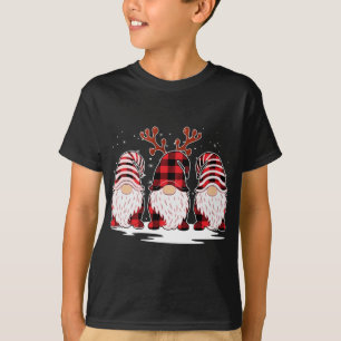 Gnomes Reindeer Christmas Buffalo Plaid Xmas Famil T-Shirt