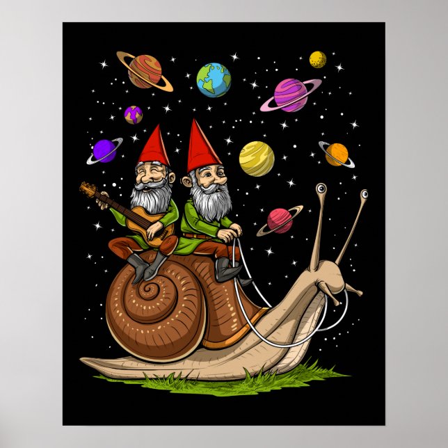 Gnomes Riding Snail Poster (Front)