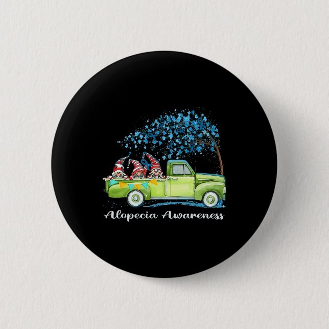 Gnomes Riding Truck Alopecia Awareness  6 Cm Round Badge (Front)