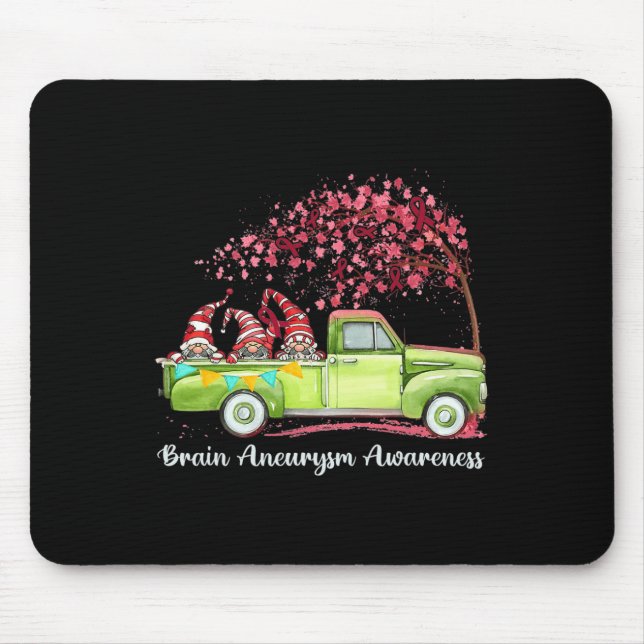 Gnomes Riding Truck Brain Aneurysm Awareness  Mouse Mat (Front)