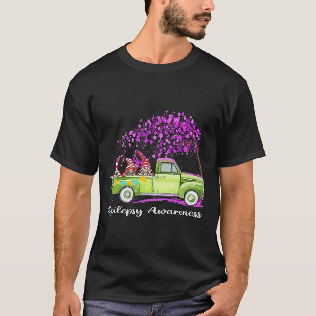 Gnomes Riding Truck Epilepsy Awareness  T-Shirt (Front)