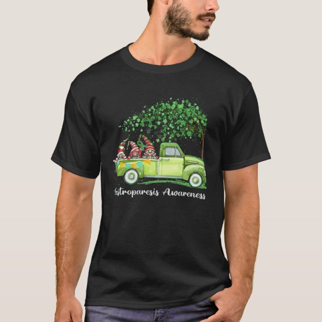 Gnomes Riding Truck Gastroparesis Awareness T-Shirt (Front)