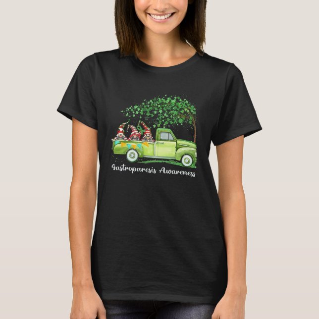 Gnomes Riding Truck Gastroparesis Awareness T-Shirt (Front)