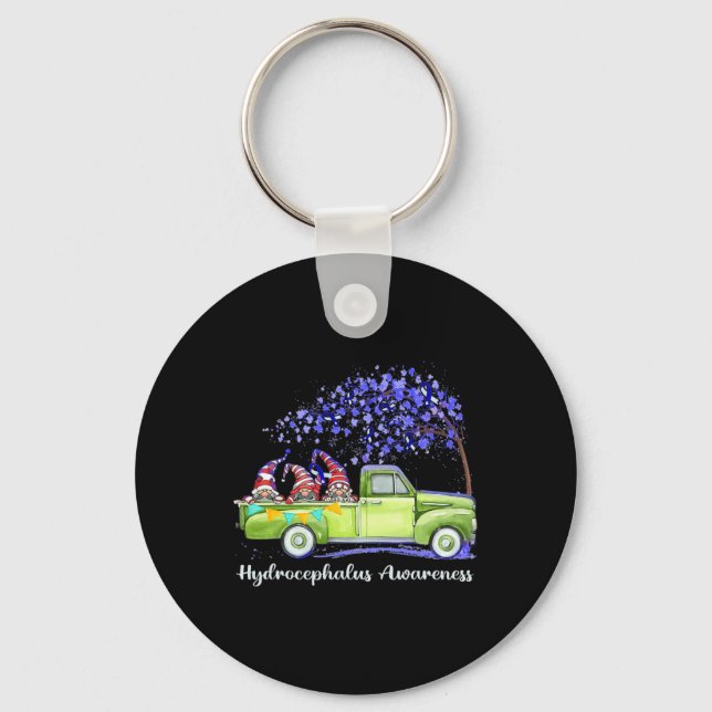 Gnomes Riding Truck Hydrocephalus Awareness  Key Ring (Front)