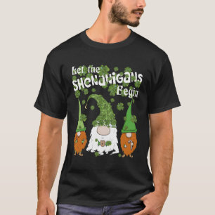 Gnomes Shamrock Let Shenanigans Begin St Patricks  T-Shirt