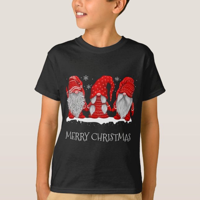 Gnomes Snowy Red Holiday Outfits Christmas Gnomes T-Shirt (Front)