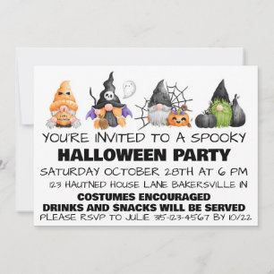 Gnomes Spooky Halloween Party Inivitation Holiday Card