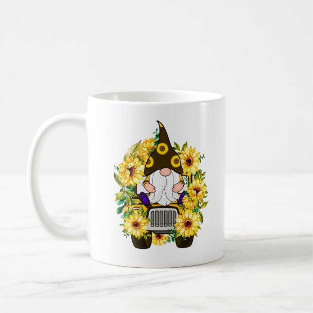 Gnomes Sunflower Truck Coffee Mug (Left)