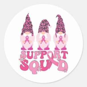 Gnomes Support Squad Breast Cancer Awareness  Classic Round Sticker