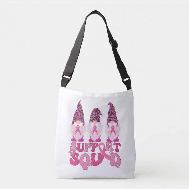 Gnomes Support Squad Breast Cancer Awareness  Crossbody Bag (Front)