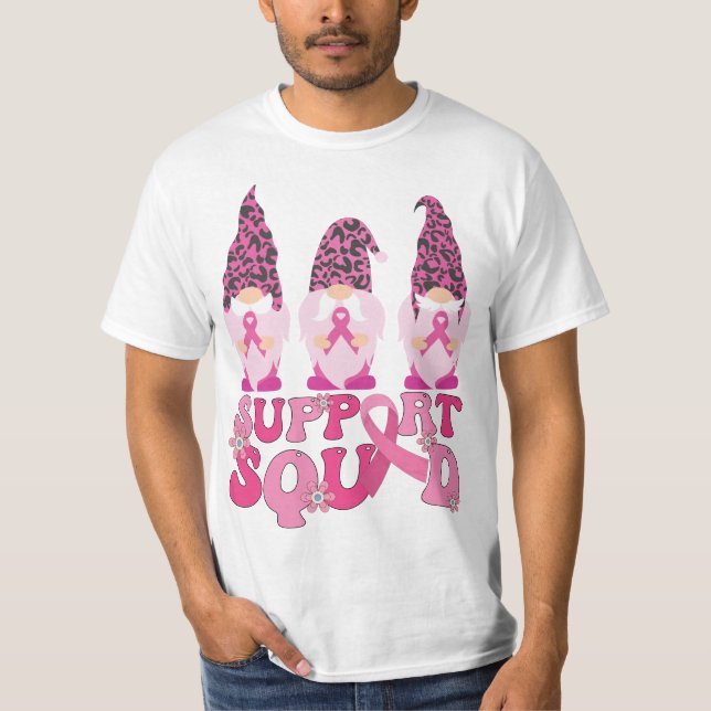 Gnomes Support Squad Breast Cancer Awareness  T-Shirt (Front)