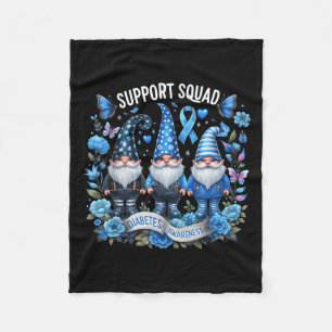 Gnomes Support Squad Diabetes Awareness Month Blue Fleece Blanket