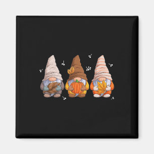 Gnomes Thanksgiving Gnomes With Pumpkin Leaves  Magnet