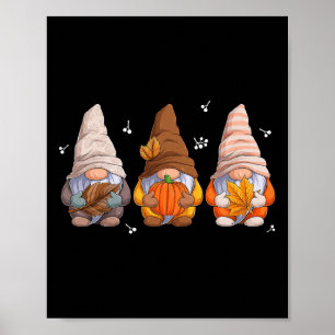 Gnomes Thanksgiving Gnomes With Pumpkin Leaves Poster