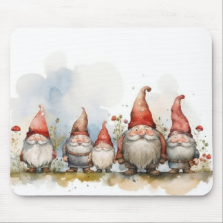 Gnomes Watercolor Mouse Pad