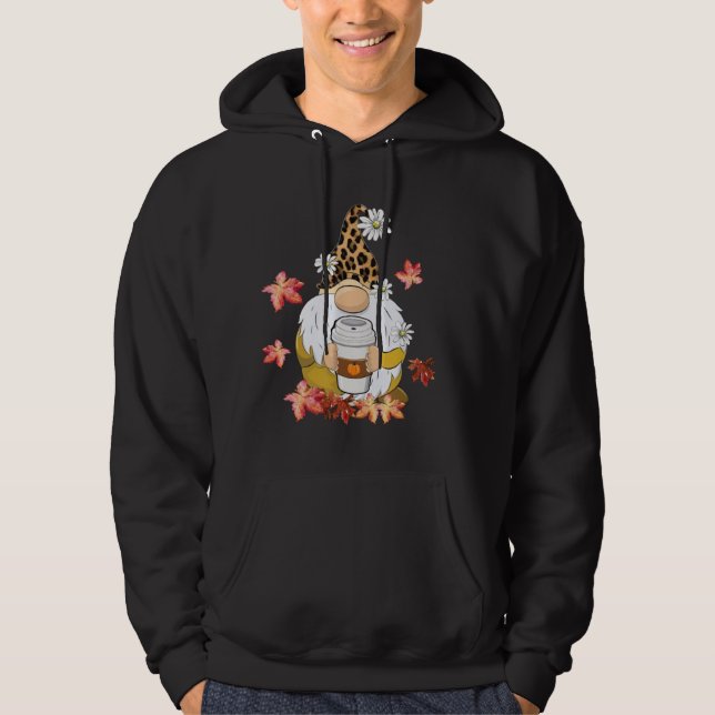 Gnomes Wearing Leopard Hat Thanksgiving Vibes Pump Hoodie (Front)