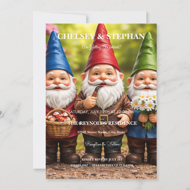 Gnomes Wedding Invites Instant Download Available (Front)