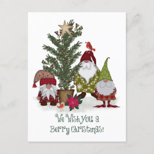 Gnomes Wish You A Berry Christmas Postcard